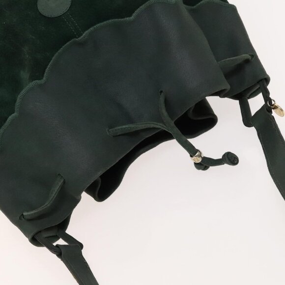 Authentic FENDI Shoulder Bag Suede Green Gold - Picture 13 of 16